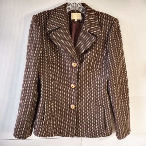 Vintage Alberto Makali Beyond Fabulous Wool Weave 3 Button Blazer 6 - Picture 7 of 12